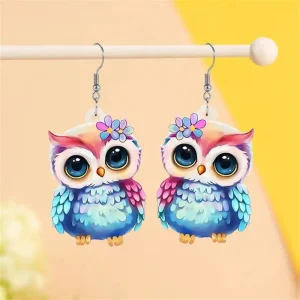 cute acrylic owl earrings