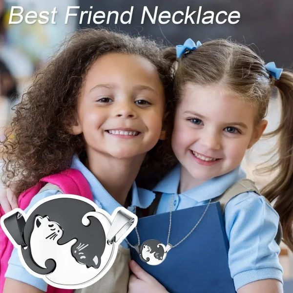 adorable two cat couple necklace