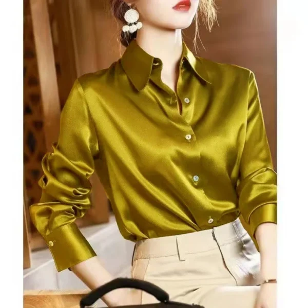 elegant satin long sleeved shirt
