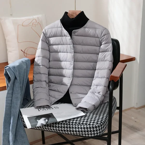 plus size autumn/winter warm women’s white duck down slim puffer jacket