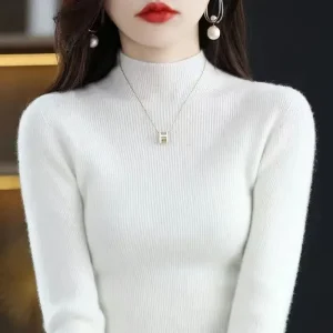 solid half turtleneck knit sweater