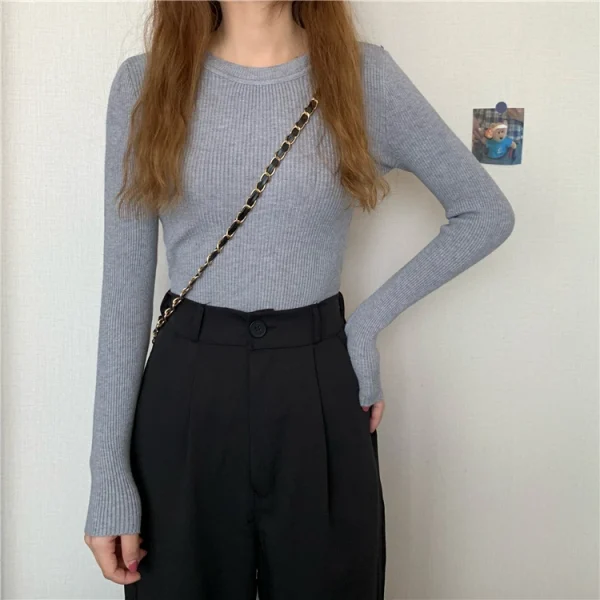 cozy solid knit sweater for women
