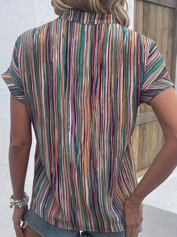 plus size striped print blouse