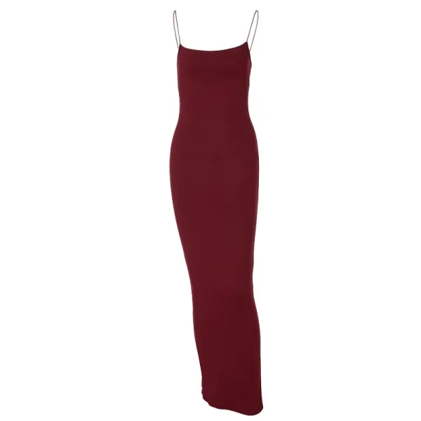 autumn winter solid strap midi dress