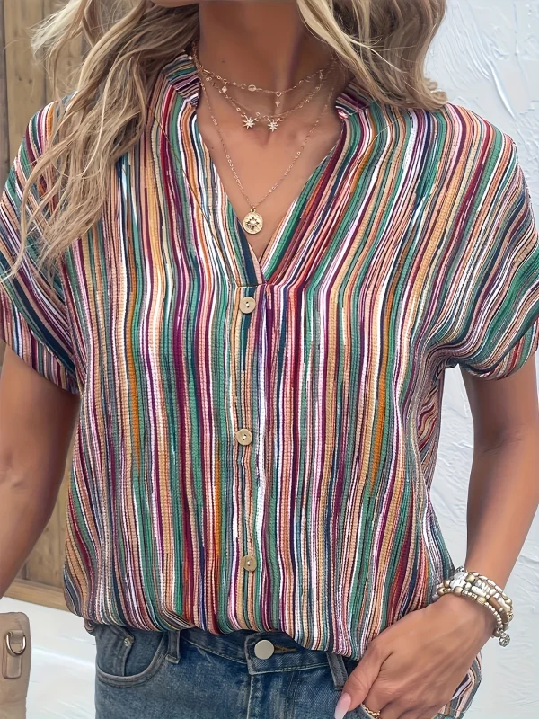 plus size striped print blouse