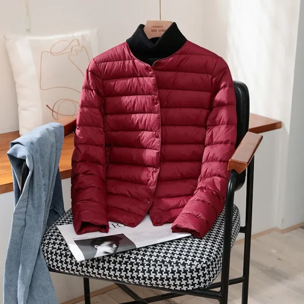 plus size autumn/winter warm women’s white duck down slim puffer jacket