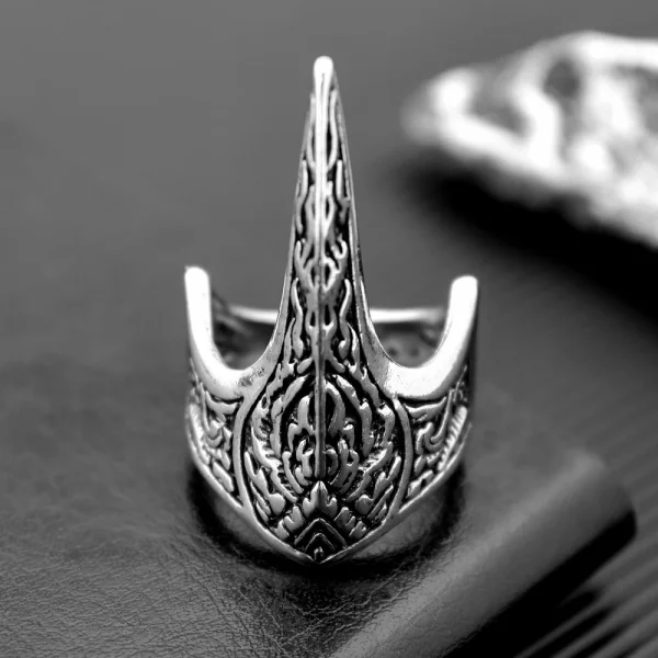 creative flame totem men’s eagle mouth punk armor open ring