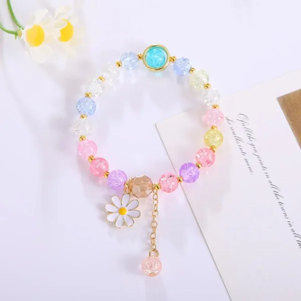 colorful daisy flower beaded bracelet