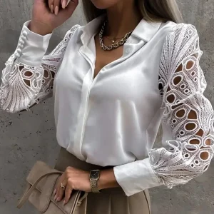 elegant lace hollow out blouse