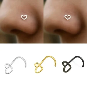 stainless steel heart shaped nose ring