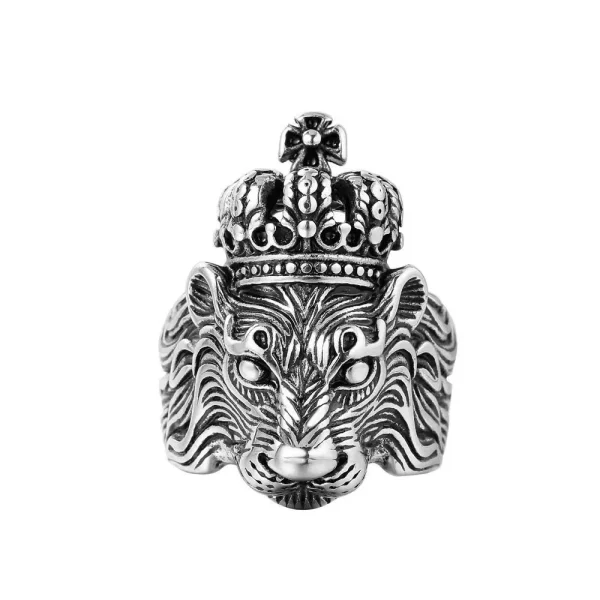 vintage crown lion ring