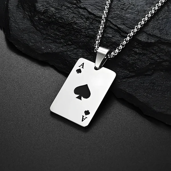 ace of spades stainless steel necklace