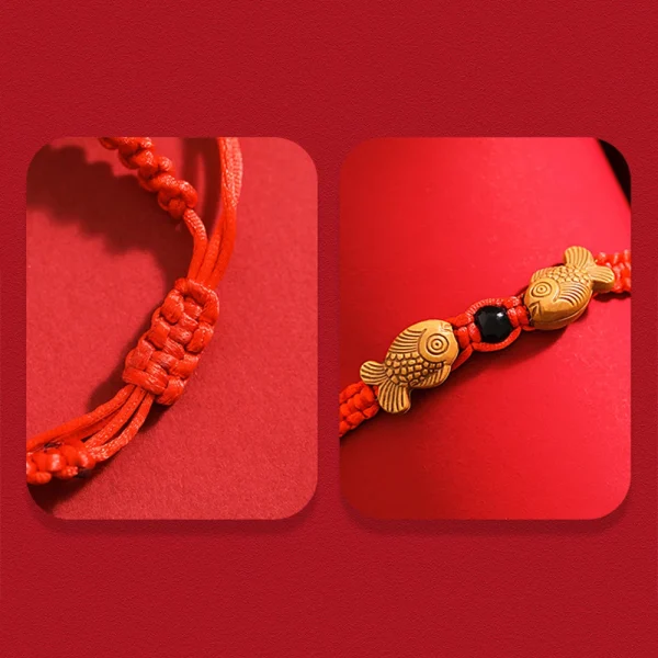 red string wooden fish bracelet